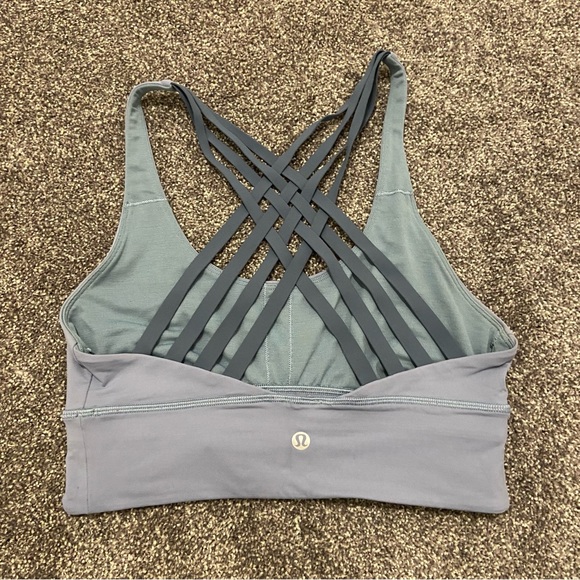 Lululemon Sz 6 Free to be moved bra cascade blue/slate blue EUC - Picture 1 of 3